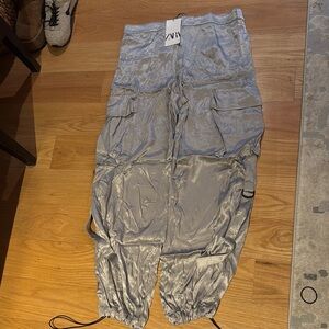 Shiny Silver Cargo Pants